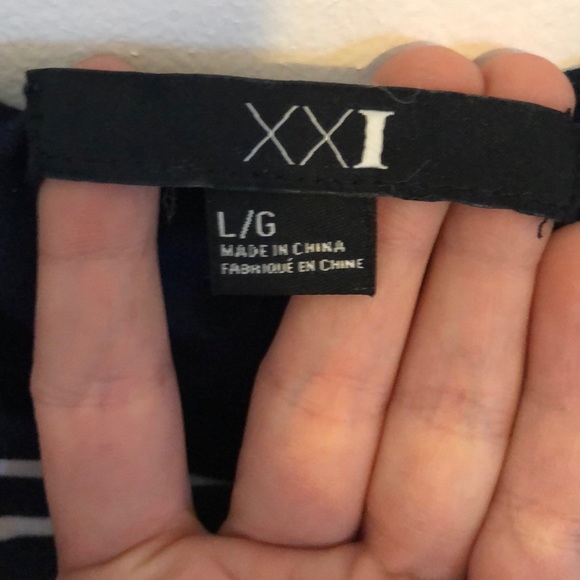 Navy and white stripped dress with red belt - Picture 2 of 4